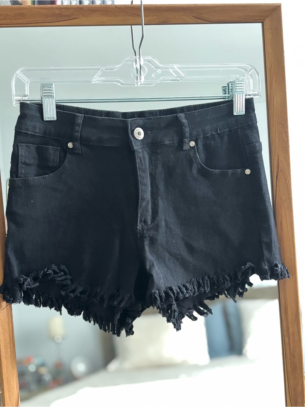 CYN by Cynthia Mehra Black Fringe Shorts